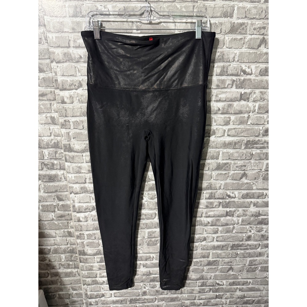 Spanx Faux Leather Leggings Black High Waist Shaper Plus Size 1X 1TG